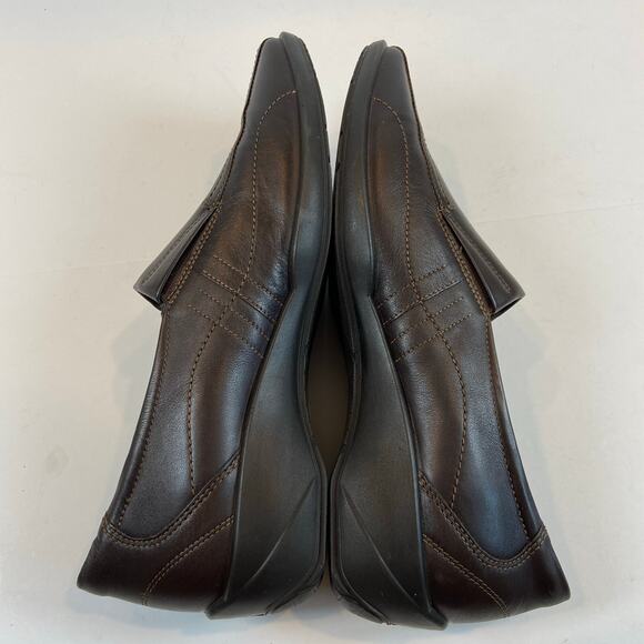 Ecco Slip On Casual Comfort Shoes Dark Brown Leather Cushioned Size 39/ US 8 - Picture 4 of 8